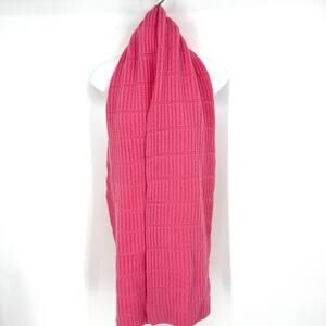Vintage Marshall Fields Pink Rib Knit 100% Cashmere Scarf Barbiecore 69" x 9"